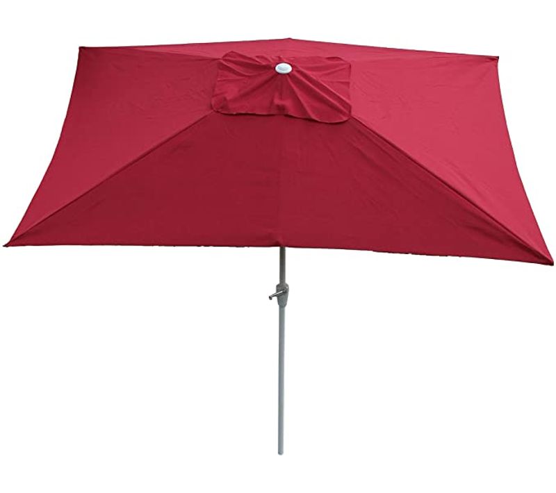 Parasol De Jardin 2x3m Rectangulaire Inclinable Polyester/aluminium 4,5kg Bordeaux 04_0003891