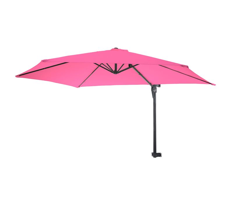 Parasol Mural Pour Balcon Terrasse Avec Mât Inclinable 3m Polyester Aluminium/acier 9kg Couleur Ro