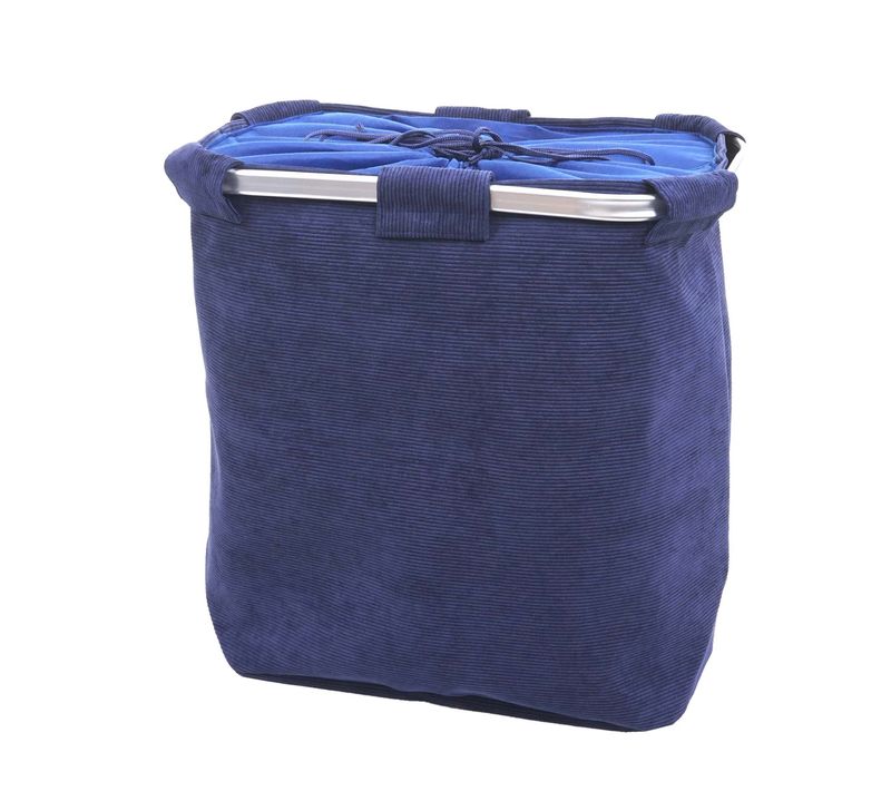 Panier à Linge Corbeille Avec Cordon De Serrage 2 Compartiments 56x49x30cm 82l En Tissu Bleu 04_00