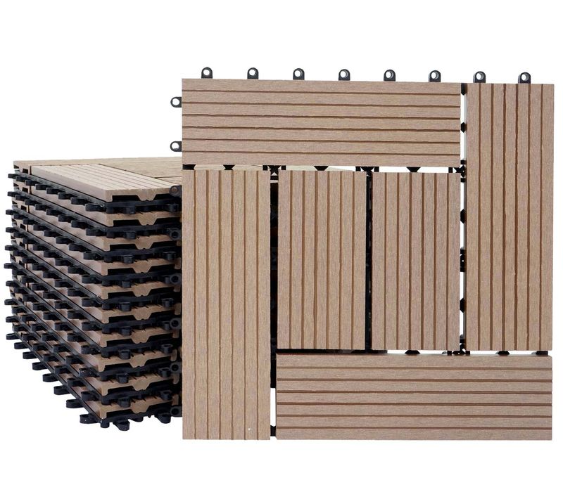 Carrelage De Sol Wpc Balcon Terrasse Aspect Bois 11 Pièces 30x30cm 1m² Décalage En Teckn04_0005444