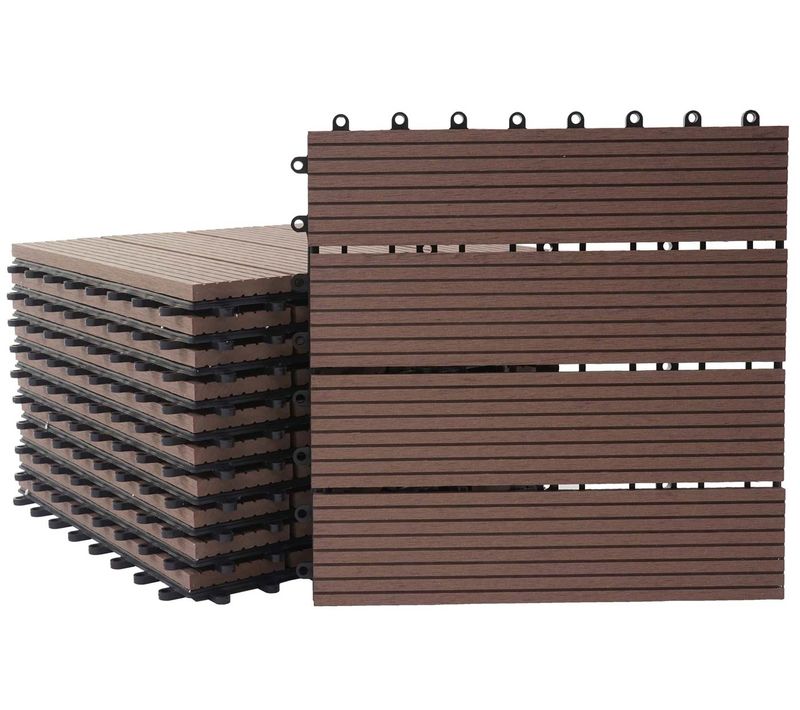 Dalles De Terrasse X11 Aspect Bois En Wpc 30x30cm Clipsable 1m² Balcon Jardin Extérieur Couleur