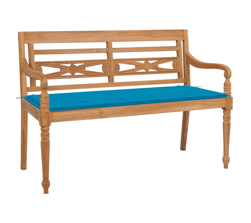 Banc De Jardin Meuble De Patio D'extérieur Terrasse Avec Coussin Bleu 120 X 51,5 X 84