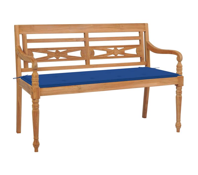Banc De Jardin Meuble De Patio D'extérieur Terrasse Avec Coussin Bleu Royal 120 Cm Bo