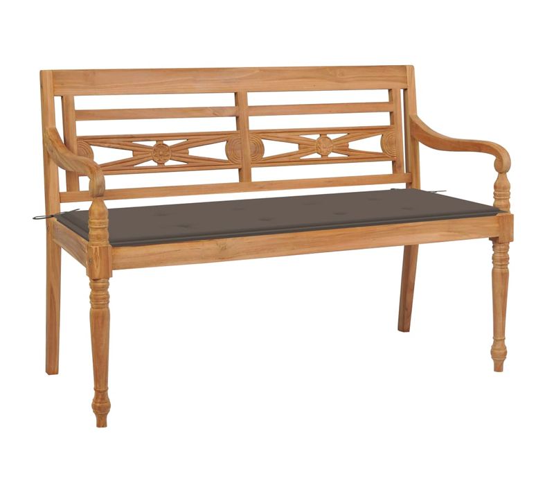 Banc De Jardin Meuble De Patio D'extérieur Terrasse Avec Coussin Taupe 120 Cm Bois De
