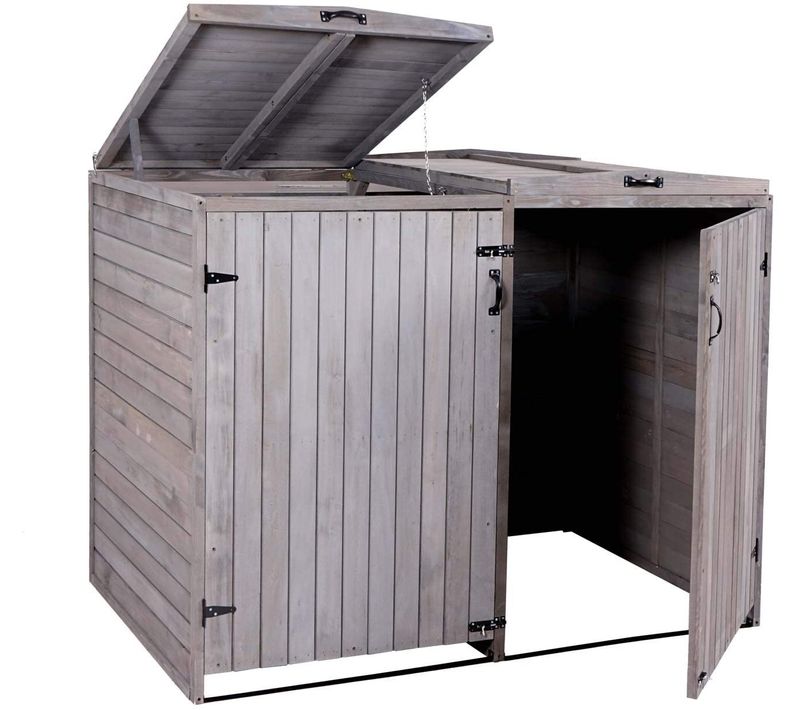 Abri De Poubelles Extérieur Conteneurs à Ordures Jusqu'à 4 Bacs 126x158x98 Cm En Bois Certifié Fsc