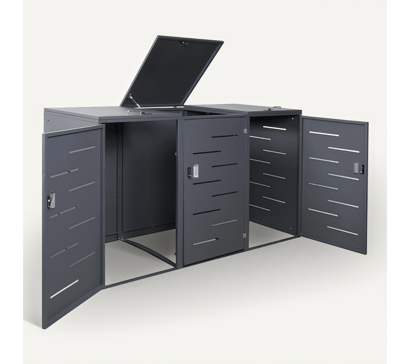 Abri De Poubelles Extérieur Conteneurs à Ordures Avec Couvercle Jusqu'à 6 Bacs 116x212x98 Cm En Ac