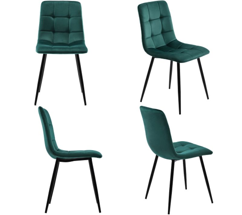 Lot De 4 Chaises De Salle à Manger Rembourrées, Chaise Design Avec Dossier, Assise En Velours, Struc