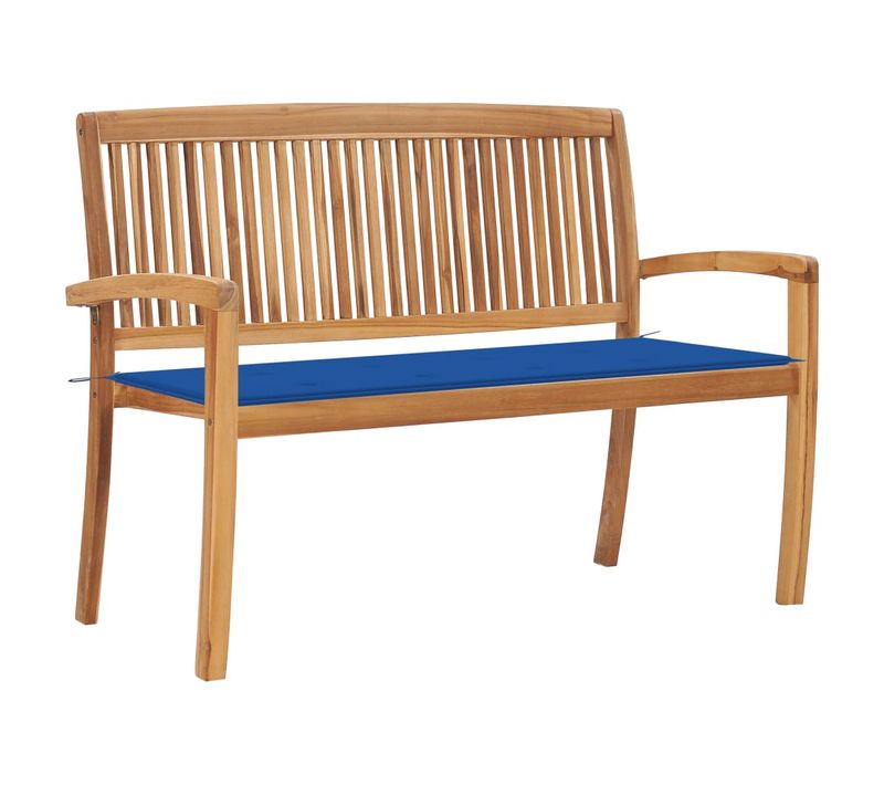 Banc De Jardin Meuble De Patio D'extérieur Terrasse Empilable Et Coussin 128,5 X 57,5 X 90 Cm Bois