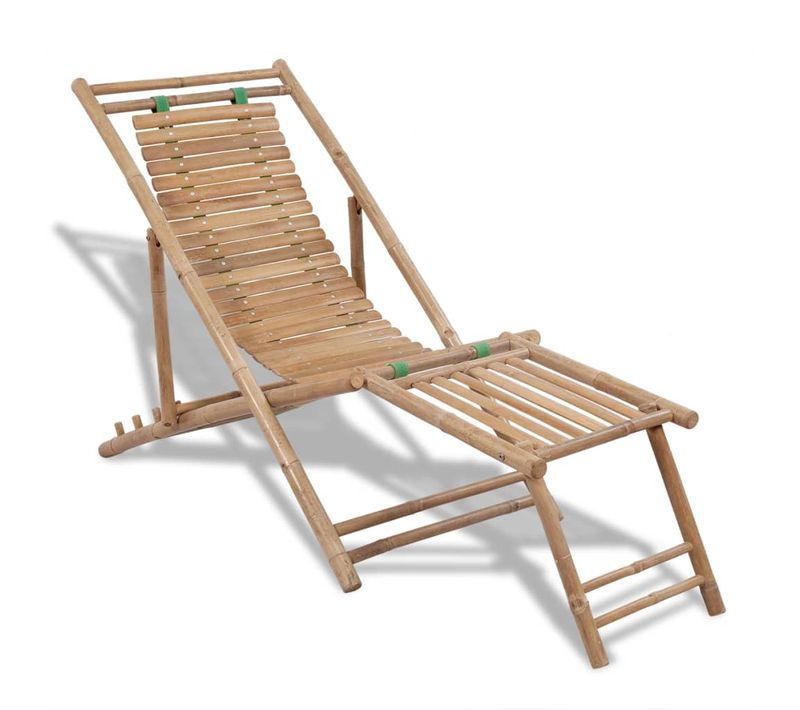 Chaise Longue Transat D'extérieur Avec Repose-pied Bambou 02_0011887