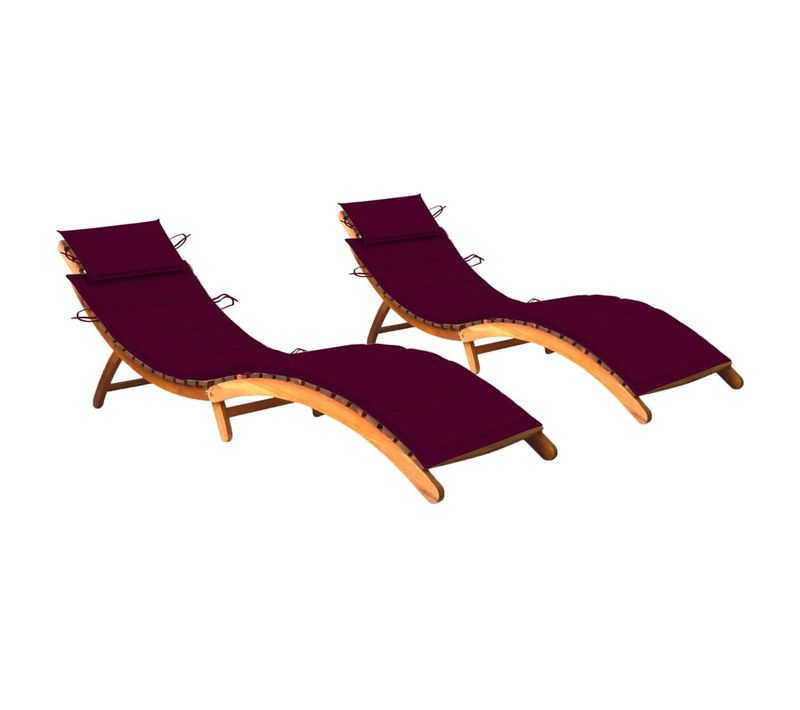 Lot De 2 Transats Chaise Longue Bain De Soleil Terrasse Meuble D'extérieur Avec Coussin