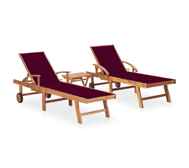Lot De 2 Transats Chaise Longue Bain De Soleil Lit De Jardin Terrasse Meuble D'extérieur Avec Table