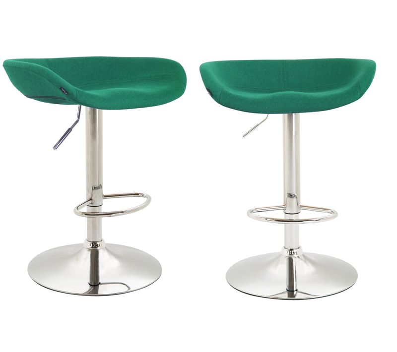 Lot De 2 Tabourets De Bar Assise Réglable En Hauteur Et Pivotant En Feutrine Vert Pieds Tulipe