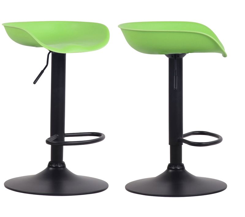 Lot De 2 Tabourets De Bar Assise Réglable En Hauteur Et Pivotant En Plastique Vert Pieds Tulipe