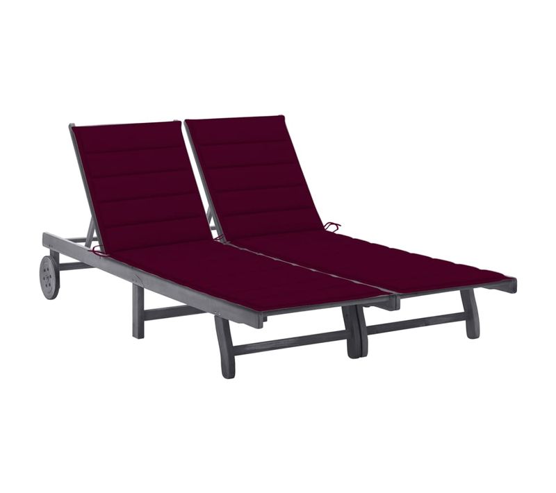 Transat Chaise Longue Bain De Soleil Lit De Jardin Terrasse Meuble D'extérieur 2 Places Avec Coussin