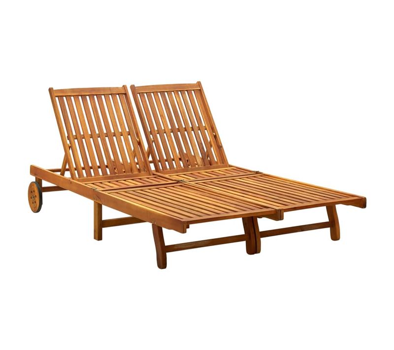 Transat Chaise Longue Bain De Soleil Lit De Jardin Terrasse Meuble D'extérieur 2 Places Bois