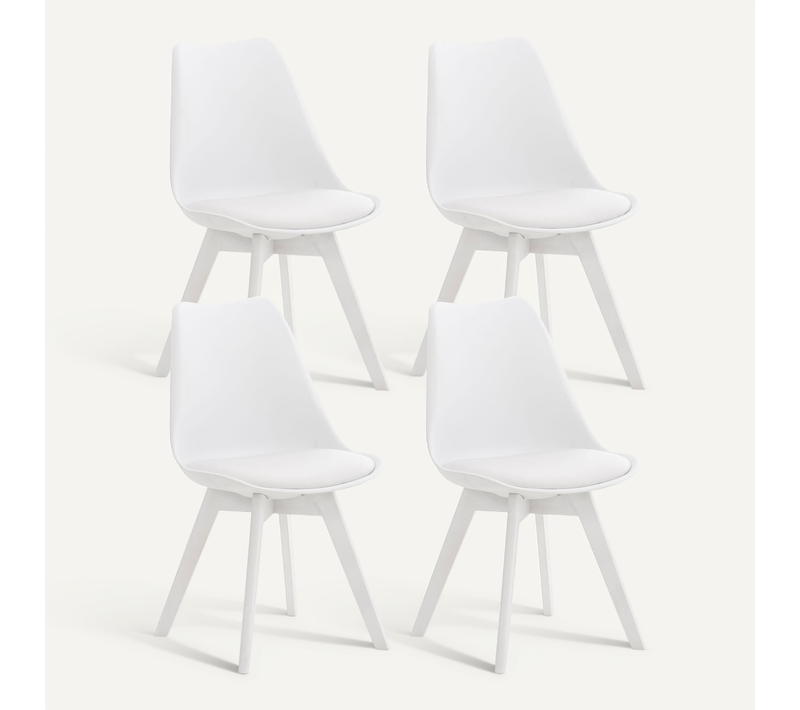 Lot De 4 Chaises De Salle à Manger Cuisine Design Moderne Synthétique Blanc 10_0001383
