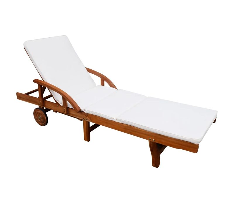 Transat Chaise Longue Bain De Soleil Lit De Jardin Terrasse Meuble D'extérieur Avec Coussin