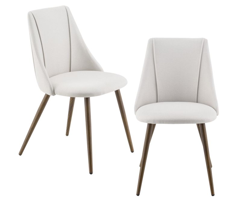 Lot De 2 Chaises De Salle à Manger Cuisine Rembourrée En Textile Pieds Métal Avec Eff