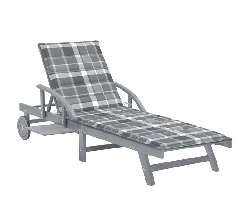 Transat Chaise Longue Bain De Soleil Lit De Jardin Terrasse Meuble D'extérieur Avec Coussin Bois