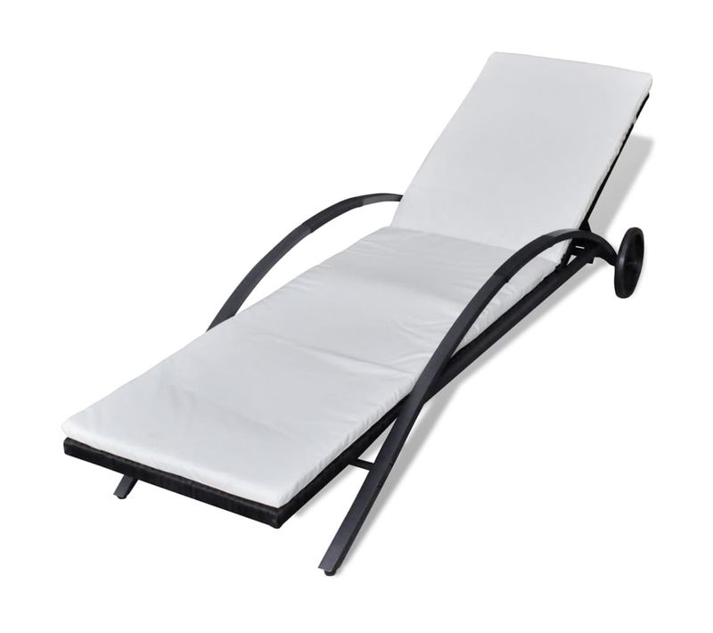 Transat Chaise Longue Bain De Soleil Lit De Jardin Terrasse Meuble D'extérieur Avec Coussin