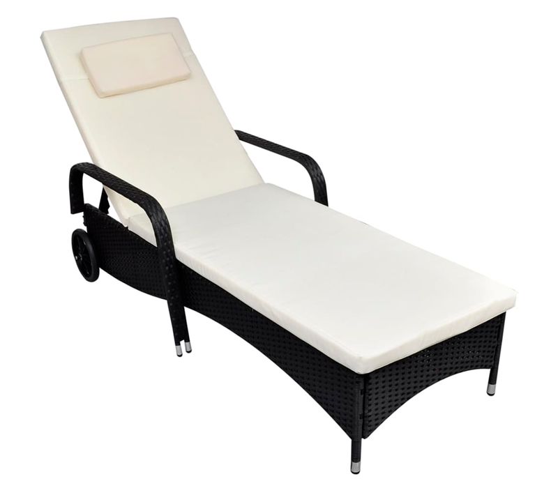 Transat Chaise Longue Bain De Soleil Lit De Jardin Terrasse Meuble D'extérieur Avec Coussin