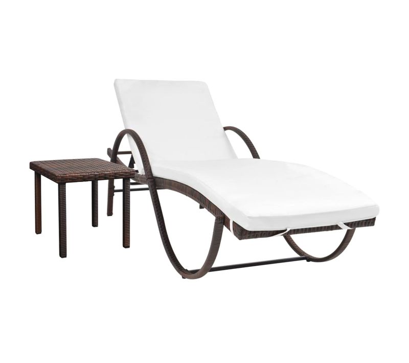 Transat Chaise Longue Bain De Soleil Lit De Jardin Terrasse Meuble D'extérieur Avec Coussin