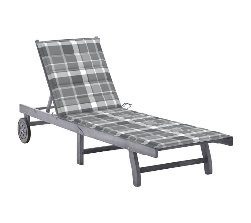 Transat Chaise Longue Bain De Soleil Lit De Jardin Terrasse Meuble D'extérieur Avec Coussin Gris