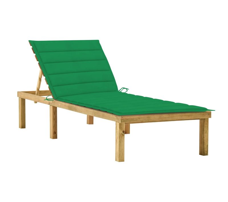 Transat Chaise Longue Bain De Soleil Lit De Jardin Terrasse Meuble D'extérieur Avec Coussin Vert