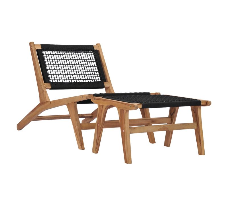 Transat Chaise Longue Bain De Soleil Lit De Jardin Terrasse Meuble D'extérieur Avec Repose-pied