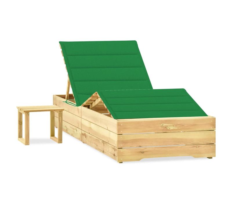 Transat Chaise Longue Bain De Soleil Lit De Jardin Terrasse Meuble D'extérieur Avec Table Et Coussin