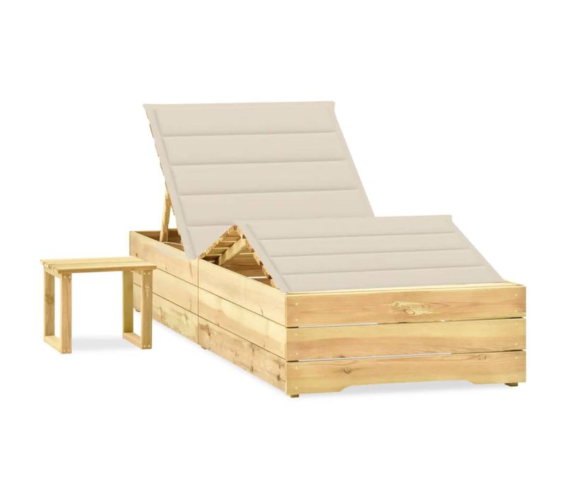 Transat Chaise Longue Bain De Soleil Lit De Jardin Terrasse Meuble D'extérieur 198 Cm Avec Table