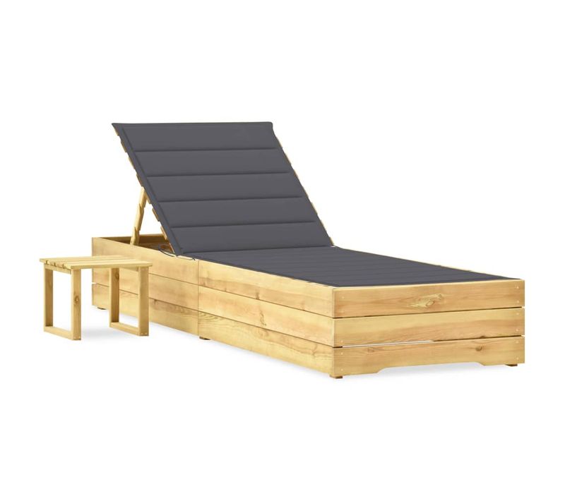 Transat Chaise Longue Bain De Soleil Lit De Jardin Terrasse Meuble D'extérieur Avec Table