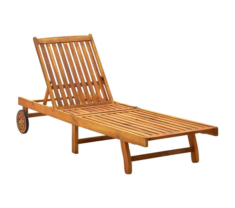 Transat Chaise Longue Bain De Soleil Lit De Jardin Terrasse Meuble D'extérieur Bois D'acacia