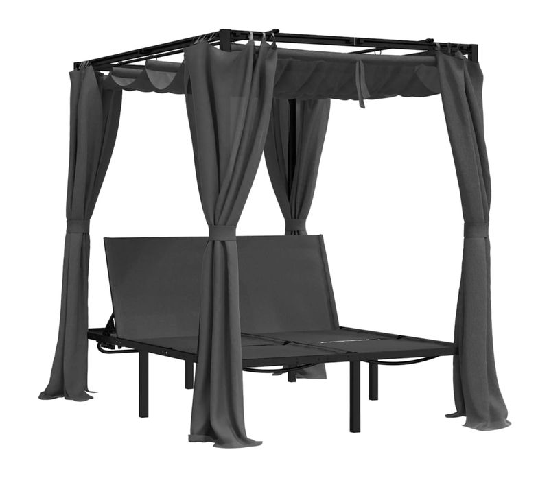 Transat Chaise Longue Bain De Soleil Lit De Jardin Terrasse Meuble D'extérieur Double