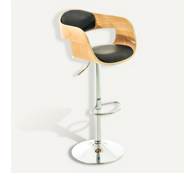 Tabouret De Bar Confortable Design Moderne En Bois Et Synthétique Noir 10_0001173
