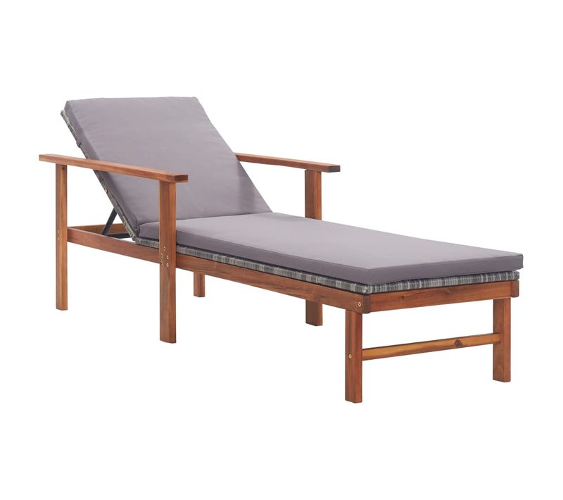Transat Chaise Longue Bain De Soleil Lit De Jardin Terrasse Meuble D'extérieur Et Coussin Résine