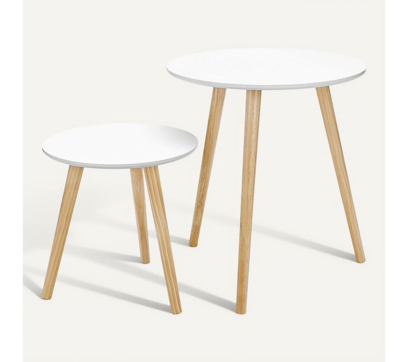 Lot De 2 Tables Basses Table Ronde Pour Cafétéria Table De Chevet Style Scandinave Moderne