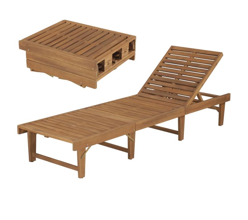 Transat Chaise Longue Bain De Soleil Lit De Jardin Terrasse Meuble D'extérieur Pliable Bois