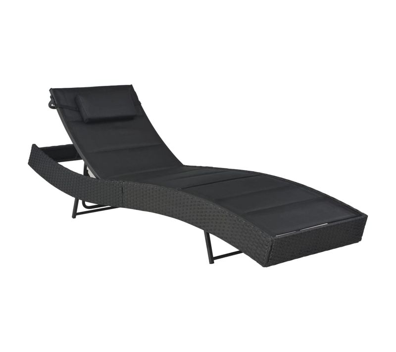 Transat Chaise Longue Bain De Soleil Lit De Jardin Terrasse Meuble D'extérieur Résine Tressée