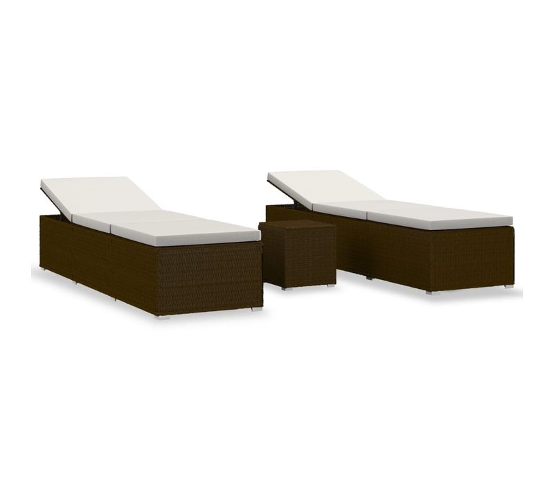 Transat Chaise Longue Bain De Soleil Lit De Jardin Terrasse Meuble D'extérieur Table à Thé 3pcs