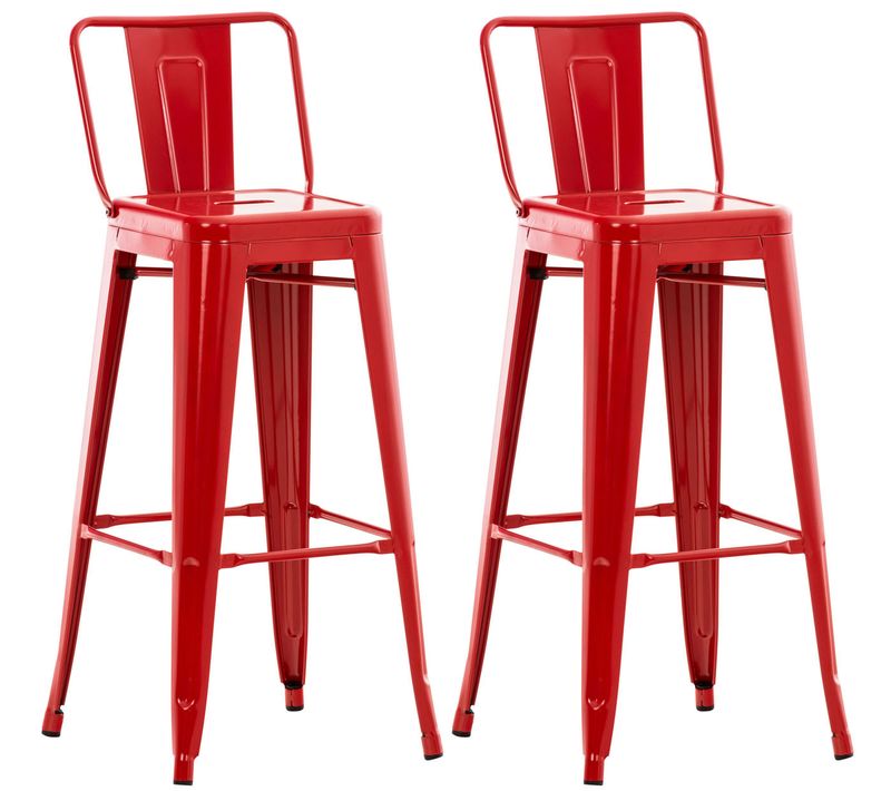 Lot De 2 Tabourets De Bar Design Industriel En Métal Avec Repose-pied Couleur Rouge 10_0001084