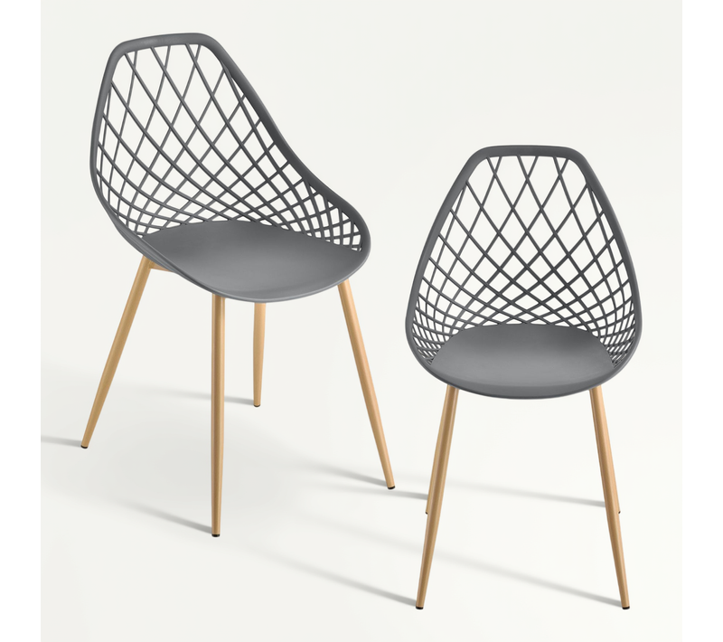 Set De 2 Chaises De Salle à Manger Siège En Plastique 83 Cm Gris 03_0006038