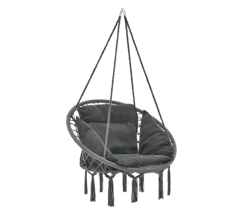 Hamac Siège Rond Avec Coussin Chaise Diamètre D'assise 60 Cm Gris Foncé 03_0006059