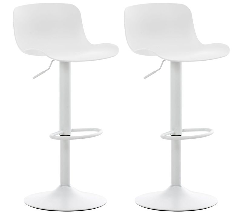 Lot De 2 Tabourets De Bar Pivotant Design Contemporain Polypropylen Blanc 10_0001025