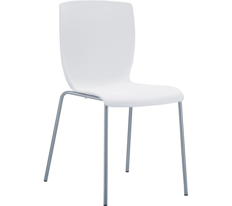 Chaise De Cuisine Ou Véranda Empilable Pour Intérieur Ou Extérieur Assise En Plastique Blanc Cadre