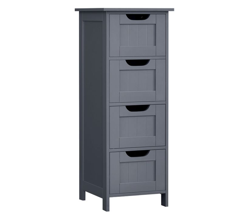 Meuble De Salle De Bain Sur Pieds Placard De Rangement Avec 4 Tiroirs Commode 82 Cm