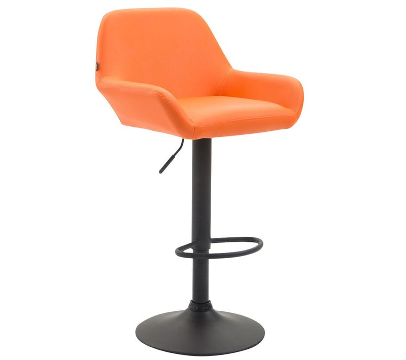 Tabouret De Bar Chaise Haute Lounge En Synthétique Orange Pieds Métal Noir Mat 10_0000820