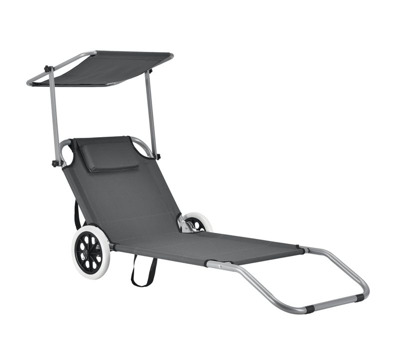 Transat Avec Brise-soleil Et Avec Roulettes Bain De Soleil Polyester Et Acier Revêtu