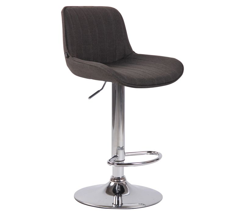 Tabouret De Bar Chaise Haute X1 En Tissu Gris Foncé Coutures Verticales Support En Métal Chromé 10