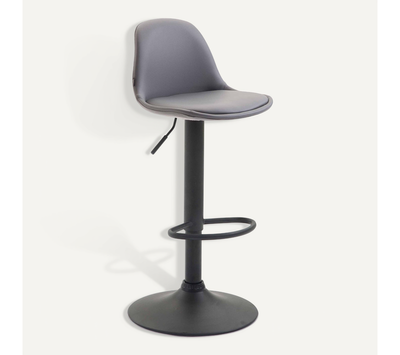 Tabouret De Bar Avec Repose-pieds Design Moderne En Synthétique Bleu Pieds En Métal Noir Mat 10_00